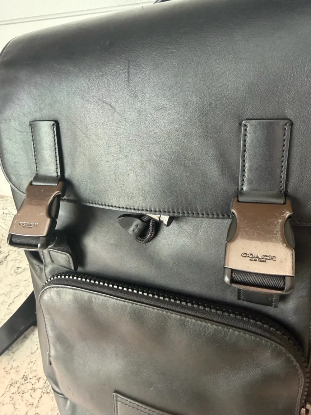 Coach Track Backpack Black leather gunmetal closures - Picture 3 of 16